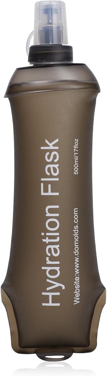 SnelShoppen - 500ml Vouwbare Waterfles - TPU Handheld Drinkfles - Ideaal voor Wandelen, Fietsen, Klimmen - Donkergrijs - Compact & Ruimtebesparend
