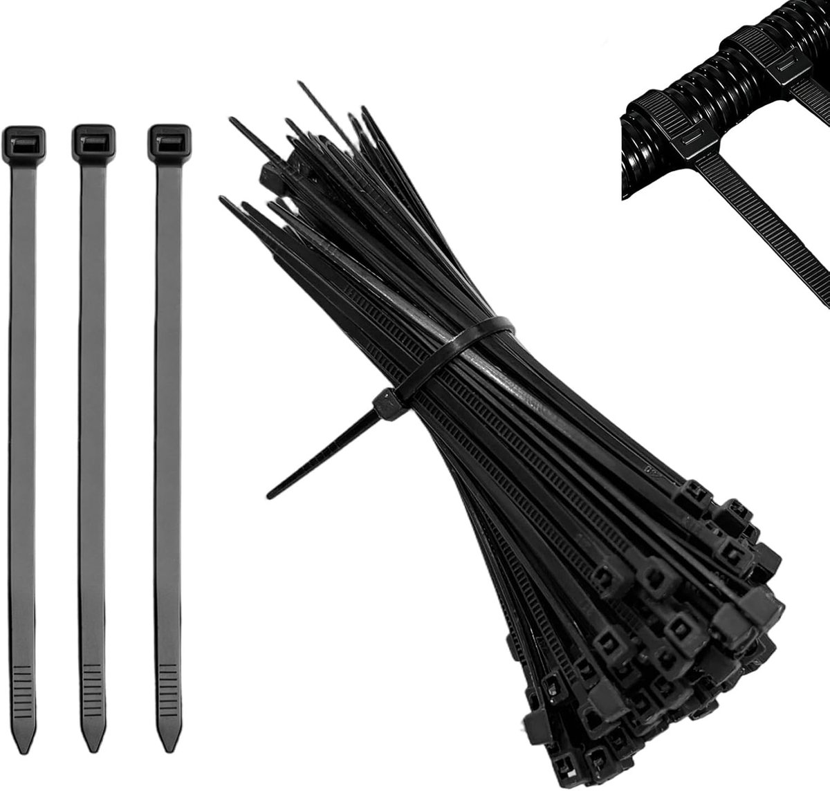 Kabelbinderset 1000 stuks - zelfborgend nylon - uv-bestendig - ideaal voor kabelorganisatie - ShopVlot