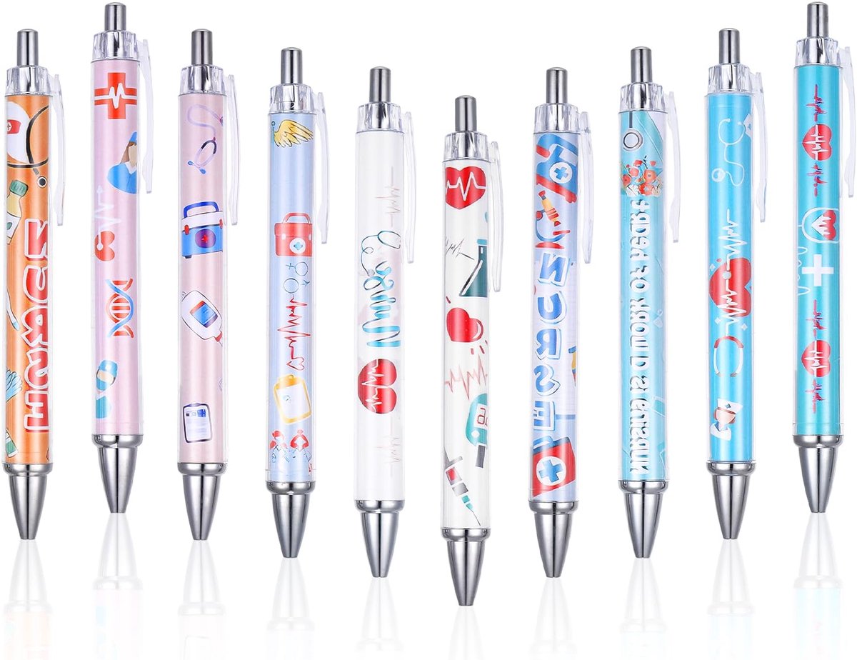 Balpennen verpleegkundige geschenken, cartoon verpleegster pen, verpleegkundige accessoires, cadeau verpleegster accessoires voor verpleegkundigen artsen medische assistenten (A)