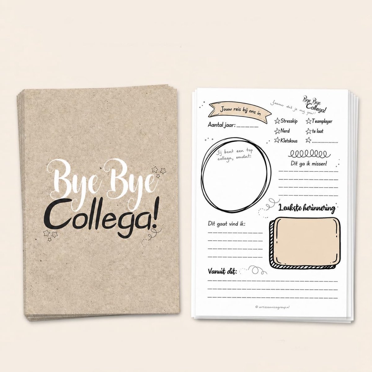 Stuks Afscheidscadeau Collega - Art Foto Service Groep -Bedankt Collega & Afscheid Cadeau Bye Bye Collega Wenskaarten – Herinneringskaarten voor Nieuwe Baan, Pensioen of Vertrek