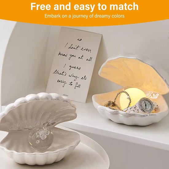 Schelp Parel Nachtlampje Keramische Schelp Lamp, Schelp Parel Licht Schelp Decoraties Nachtlampje Schelp Parel Lamp Nachtlampje Voor Slaapkamer, Woon — afbeelding 2