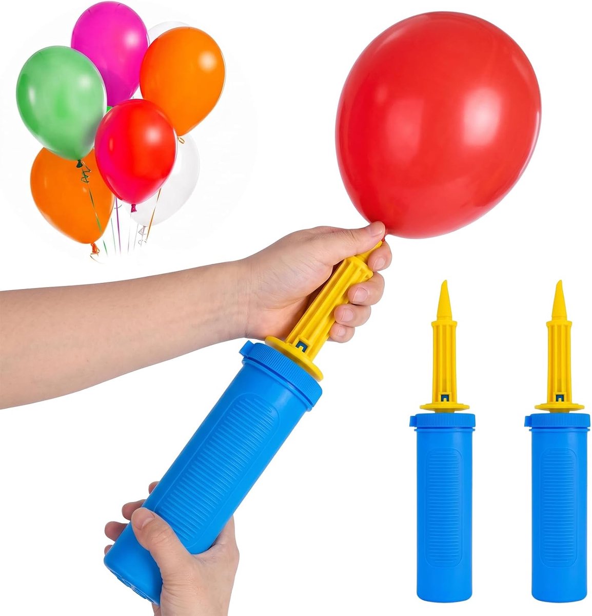 Set van 2 handmatige ballonpompen, draagbaar, voor decoratie van feesten, bruiloften, verjaardagen en evenementen, handmatige luchtpomp voor latex- en waterballonnen, model B102