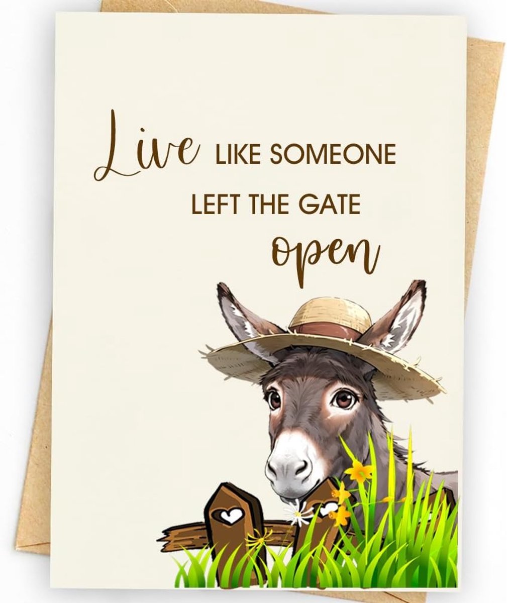 Kaart Gift Leef als Iemand Verlaten De Poort Open Boerderij Dier Decor Gift Verjaardagskaart, Nieuwe Huis Kaart, Nieuwe Job Card