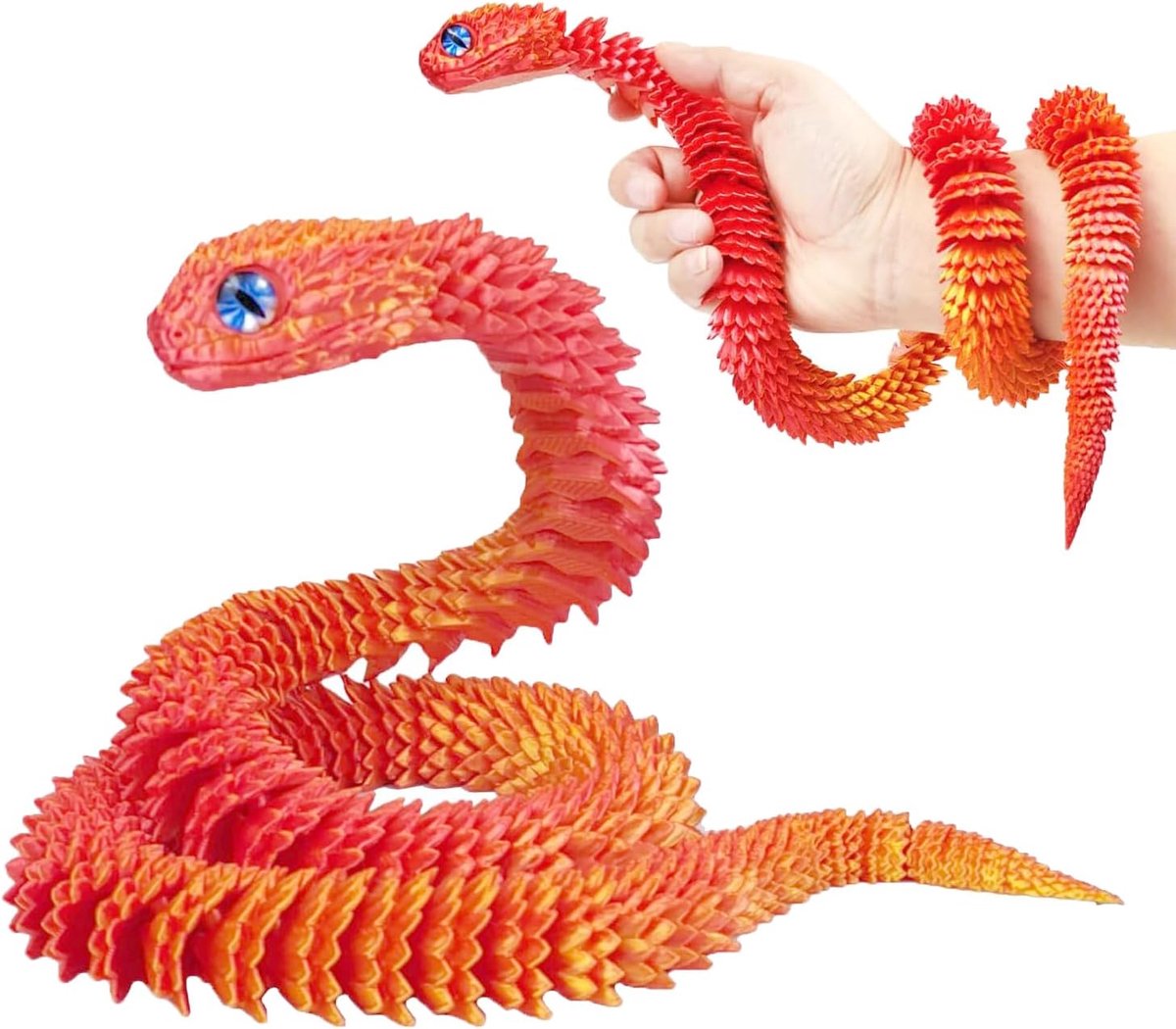 Large 3D Printed Snake (24 Inch), Large 3D Printed Animal Toy, Flexible Controlled Snake, Toy for Home and Office - ShopVlot