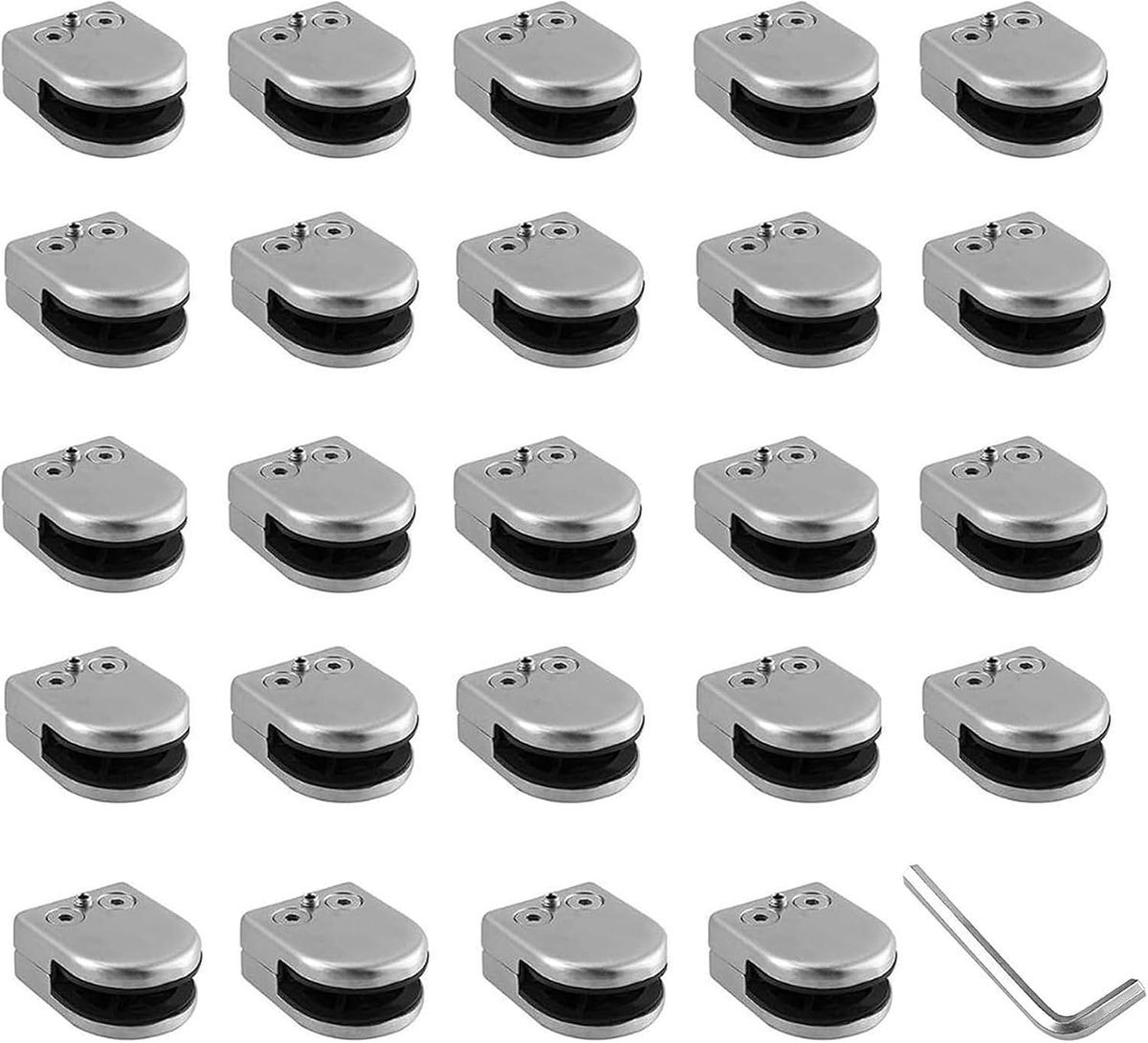 uyoyous 24pcs Glass Clamps 304 Stainless Steel Glass Holders Glass Clamps Adjustable Glass Holder Flat Back for - ShopVlot