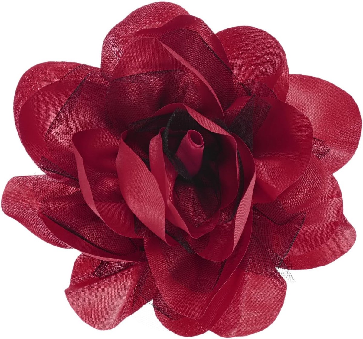 Broches Reversspeld, Reversspeldjes Sierlijke Satijn Stof Grote Camelia Bloem Haar Clip Danser Pin Up voor Hoeden/Feesten/Kleding/Sieraden [14cm, Wijnrood], 14 x 14 cm
