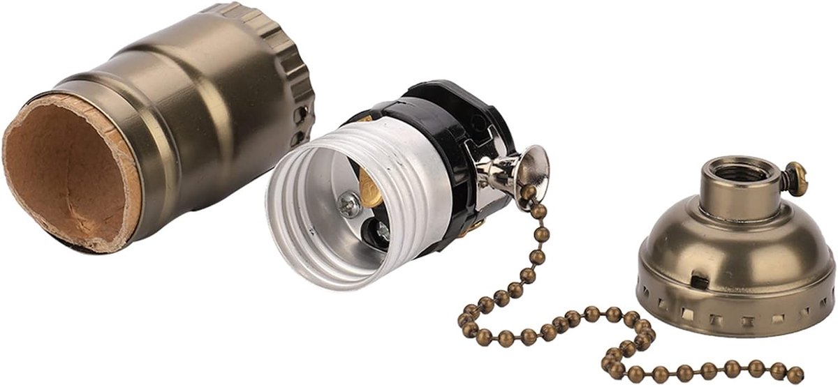 Trekketting Lampfitting E 27 Lamphouder Aluminium Vintage Lichtfitting met Trekketting Bureaulamp Verlichting Houder Schroefvoet (Bronzen)