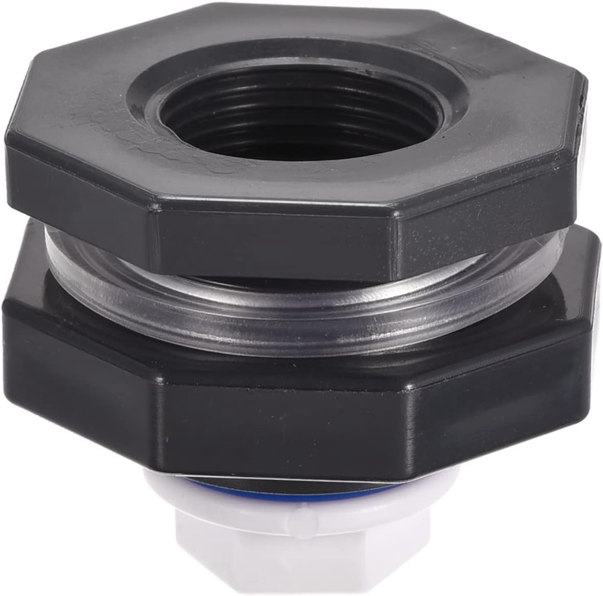 1 set PVC schotwand fitting - schroefdraad schotwand water tank aansluiting met stop fitting toepassing kranen (G3/4 schroefdraad grijs wit)