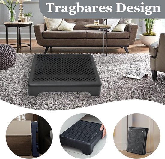 Antislip half-stap, instaphulp trapkruk, trapkruk treeplank, draagbare stapsteun traptrede, draagkracht tot 200 kg, voor gebruik op trappen en in douchecabines, zwart — afbeelding 3