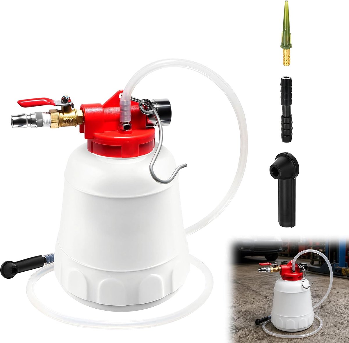 Remontluchtingsset voor motorfiets, remvloeistofwisselaar, remontluchtingsset, 1 liter, vacuümpomp remvloeistofwisselapparaat met 4 adapters voor auto