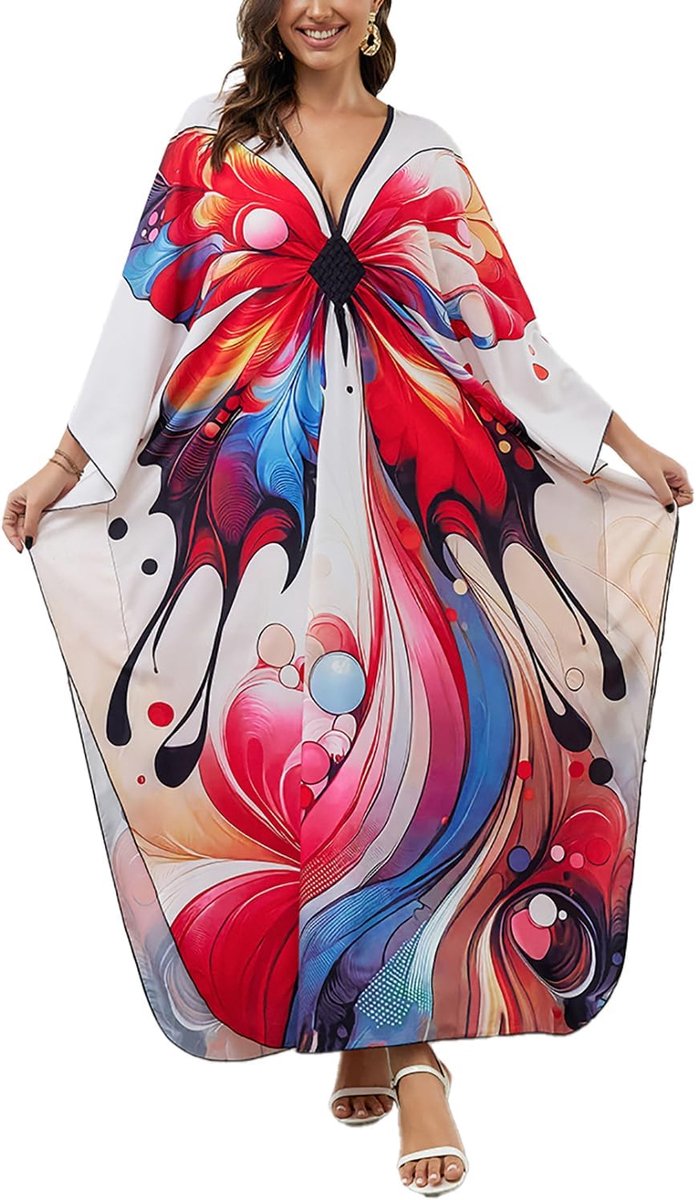 Strandjurk voor dames, kimono, maxi-kaftan, cover-ups