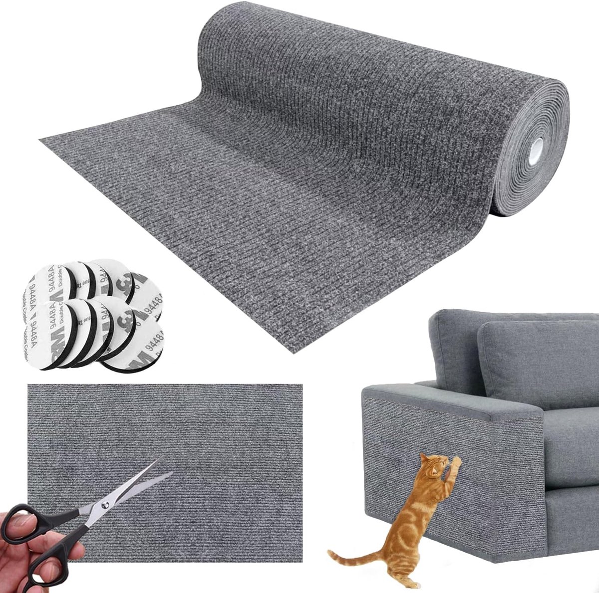 Krabpaal voor Katten, Krabpaal voor Bank, Bescherming Tegen Krassen en Katten, Zelfklevend, 200 x 40 cm, Tapijten, Banken, Meubels