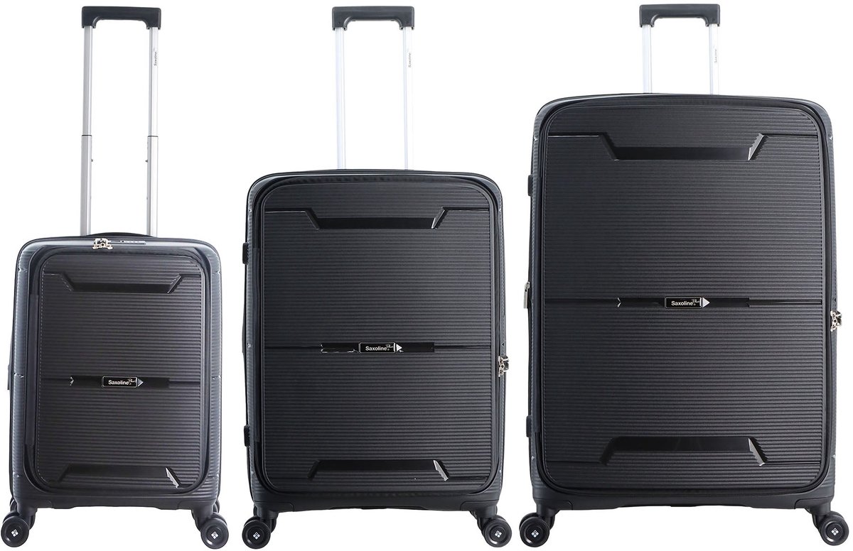 Saxoline Blue Boho Harde koffer set / Trolley set / Reiskoffer set - (S/M/L)- Zwart - Zwart / Set