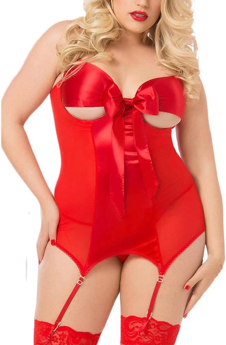 Lingerie & ondergoed Plus Size Nachtkleding Vrouwen Sexy Lingerie Erotische Beha String Kousenband Ondergoed Porno Verleiding Satijnen Kostuum Bandage Strik