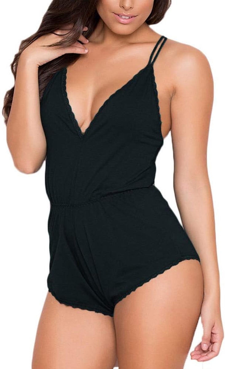 Lingerie & ondergoed Diepe V Sexy Dames Lingerie Kanten Halter Beha Verleiding Nachtkleding Erotische Dames Kostuums Porno Ondergoed-Black_S