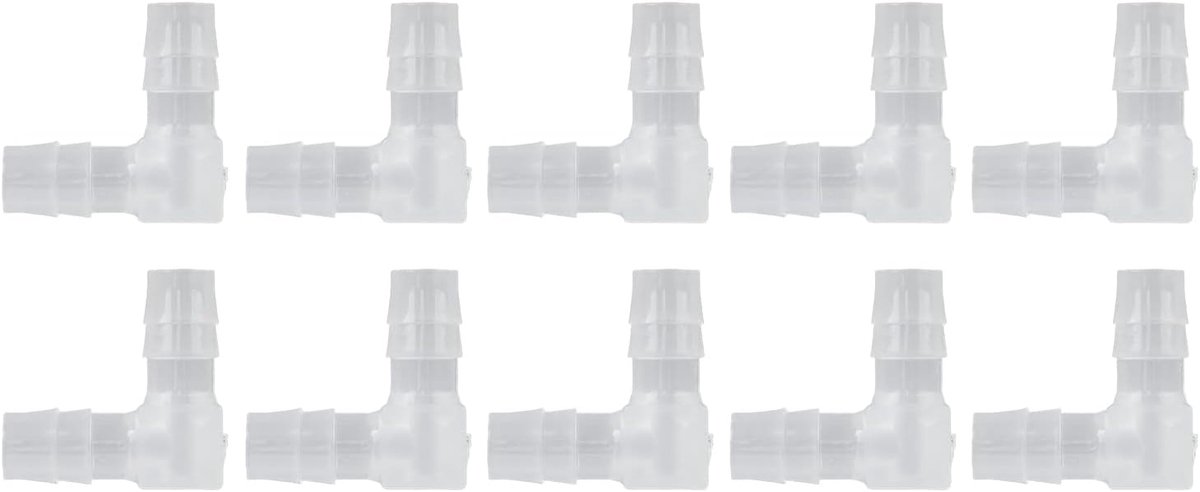 10Pcs 90 Graden Elleboog Slangpilaar Plastic Gelijke Prikkeldraad Gezamenlijke Adapter L Vorm Slang Fitting voor Aquarium Lucht Water Stookolie Inert Gas(8mm)