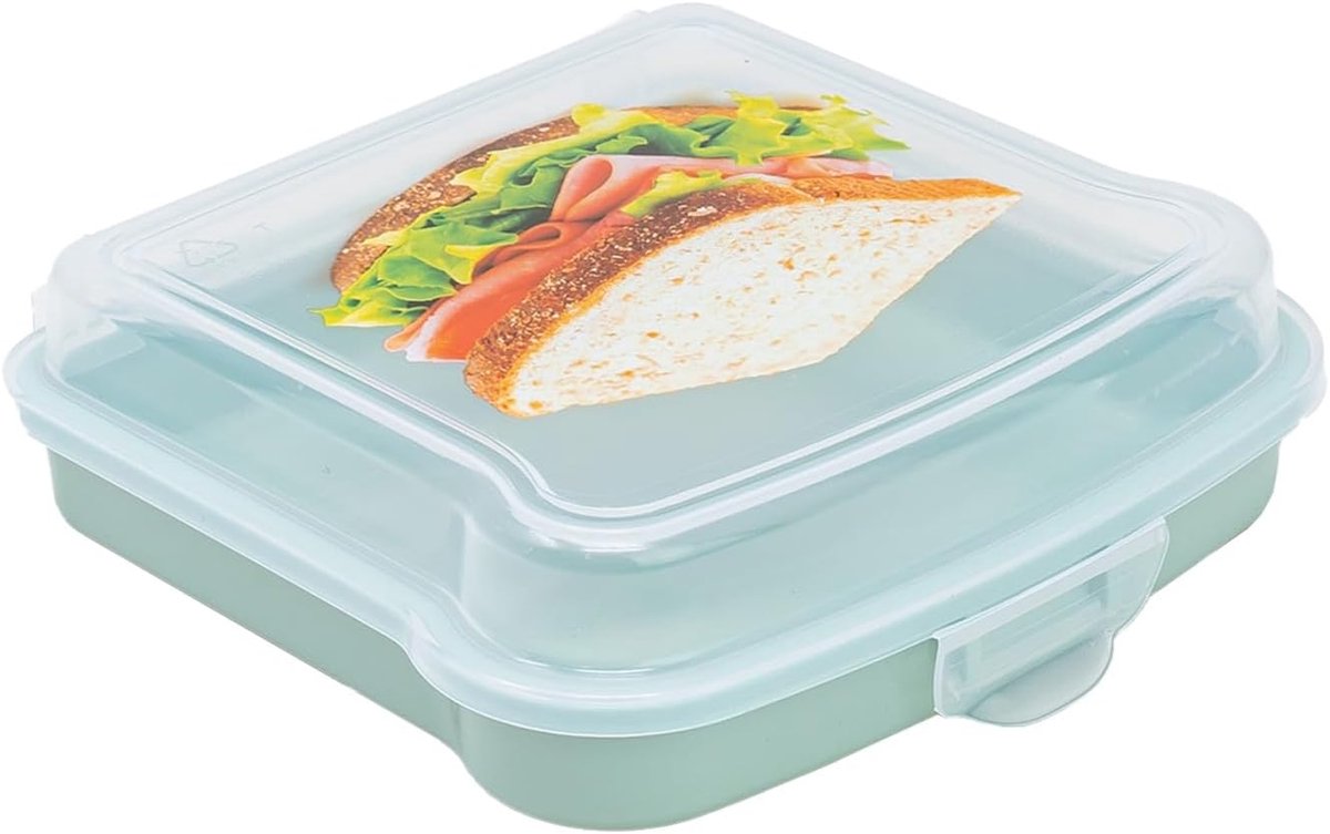 Lunchbox, lunchbox voor snacks, Take Away, herbruikbare voedselopslag, BPA-vrij, afmetingen 14,8 x 14,8 x 4,25 cm. Inhoud levering: 1 x sandwichzak