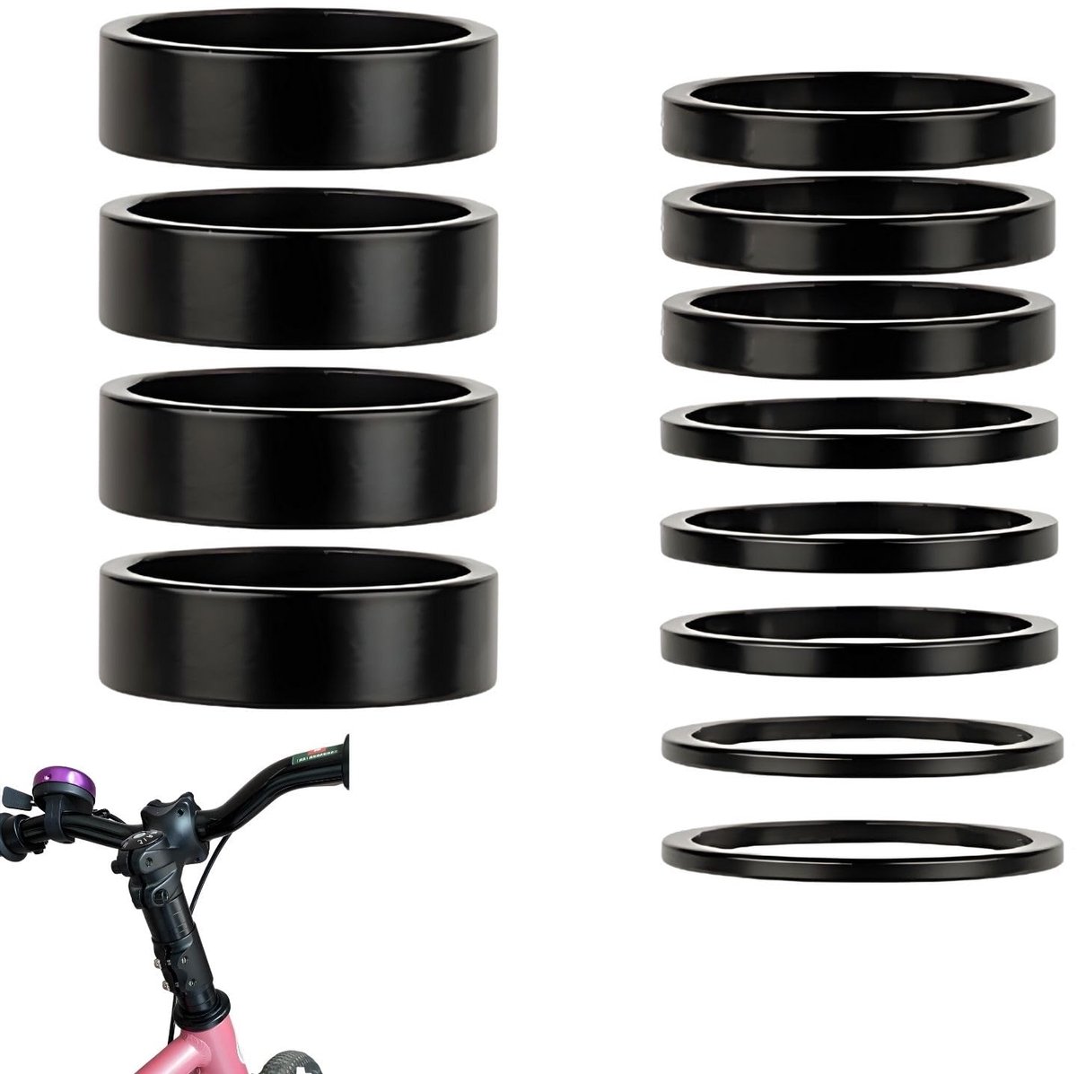 12 stuks fietsafstandhouders 1 1/8 inch van aluminium, stuurverhoging 2 3 5 10 mm voor stuurpen Ahead, afstanden MTB racefiets stadsbesturing