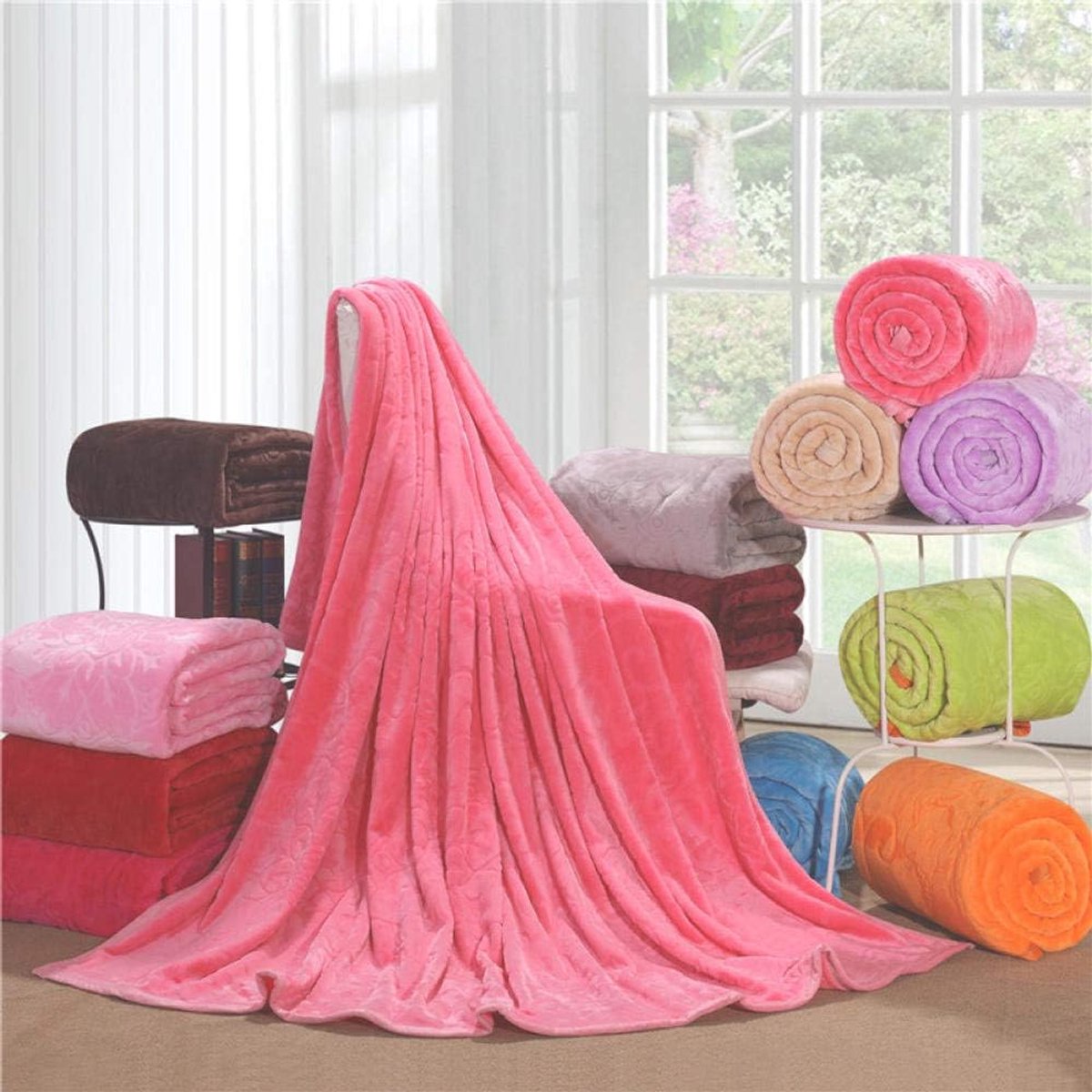 Fleece werpdekens Reisformaat - Superzachte donzige warme stevige bedspreien voor bank Microfiber deken -7_150 * 200 cm
