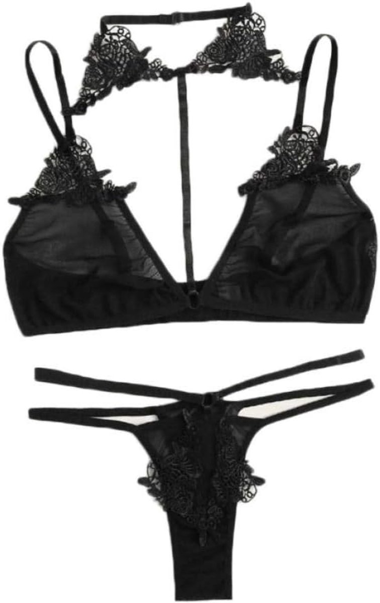 Sexy dames erotische lingerie Erotische Lingerie Vrouwen Sexy Bh String Kostuum Porno Ondergoed Perspectief Verleiding Kant Halter Nachtkleding
