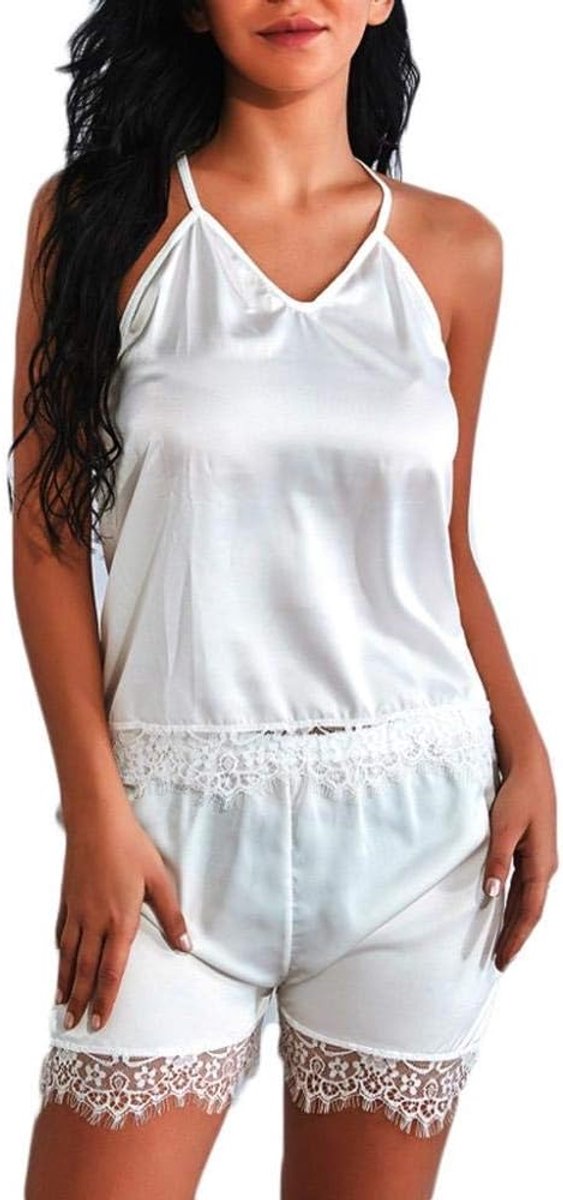 Babydolls, nachtjaponnen & negligés Vrouwen Erotische Lingerie Porno Satijnen Kant Backless Beha Slips Nachtkleding Sexy Ondergoed Verleiding Sex Costume-White_S