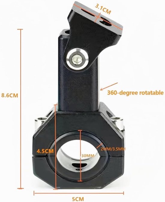 2 stuks Spotlight-montagebeugels Motorfiets Spotlight-beugels Aluminium Verstelbare koplampklemhouder voor motorfietsen — afbeelding 5