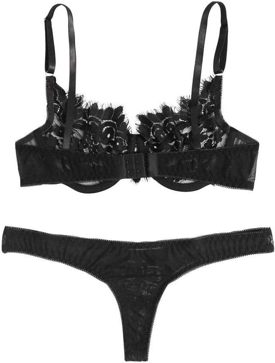 Nachtkleding kant lingerie sexy jurk met string voor damesDames Sexy Pyjama Dames Ondergoed Sexy Kant Verleiding Erotische Lingerie Set-BK_S