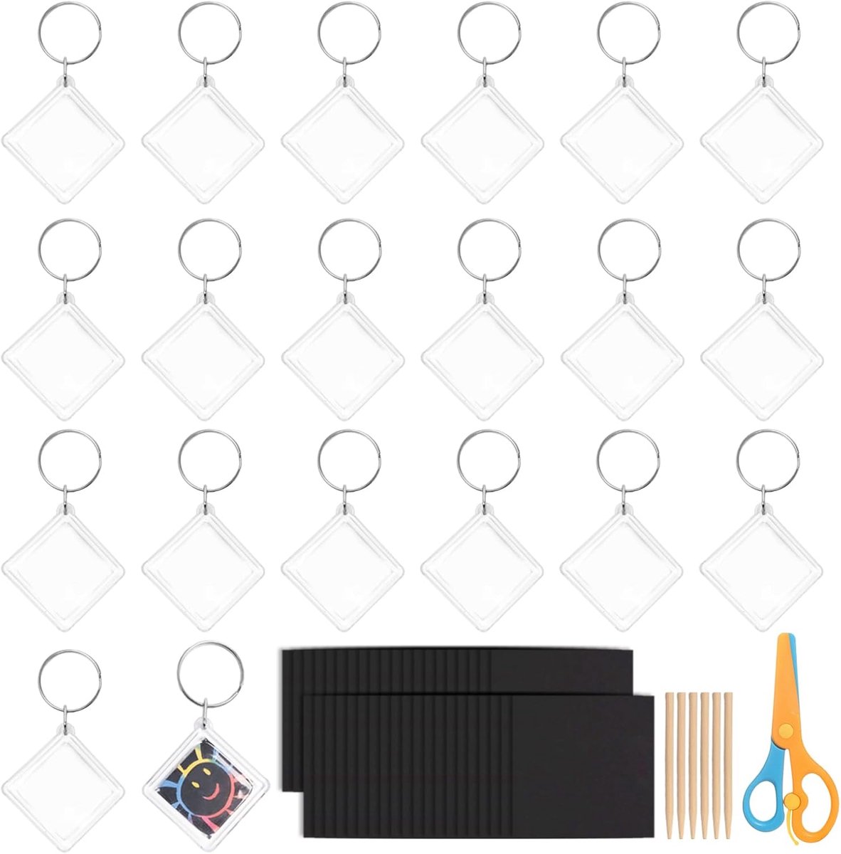 20 stuks transparante fotosleutelhangers regenboog scratch
