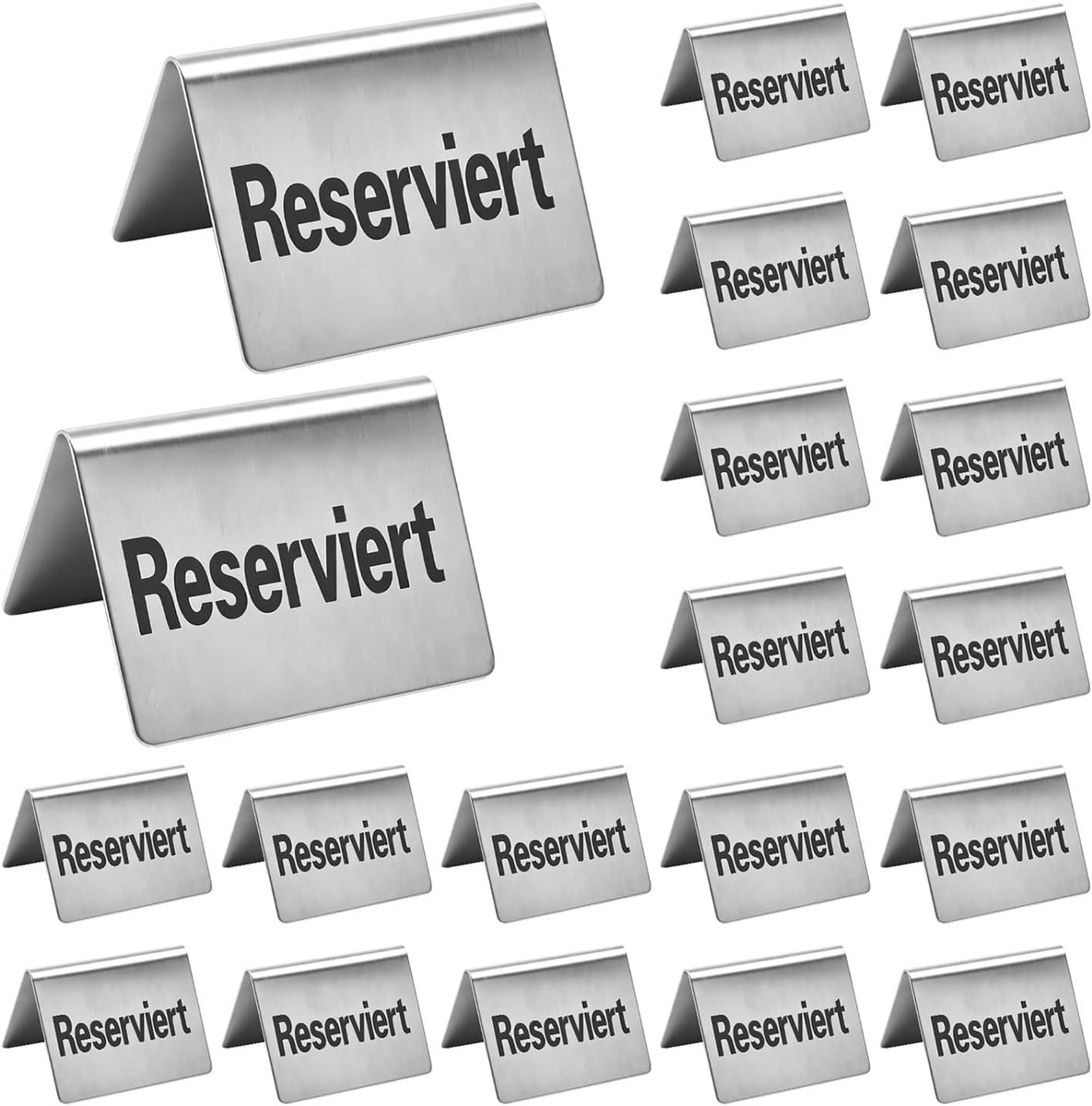20 reserve-borden 50 x 40 mm, roestvrij staal voor restaurants en bruiloften