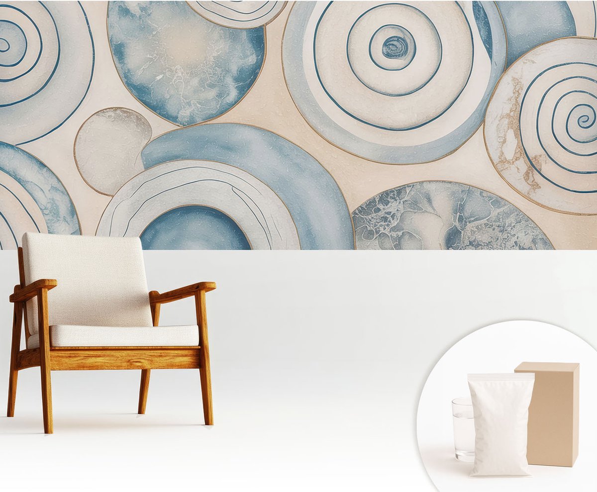 Wallfluent Fotobehang - Beige Vliesbehang - 250x104 cm - Spiraalvormige Wervels Muurschildering - Gang behang Abstractie - Fotobehang Vlies - Slaapkamer behang