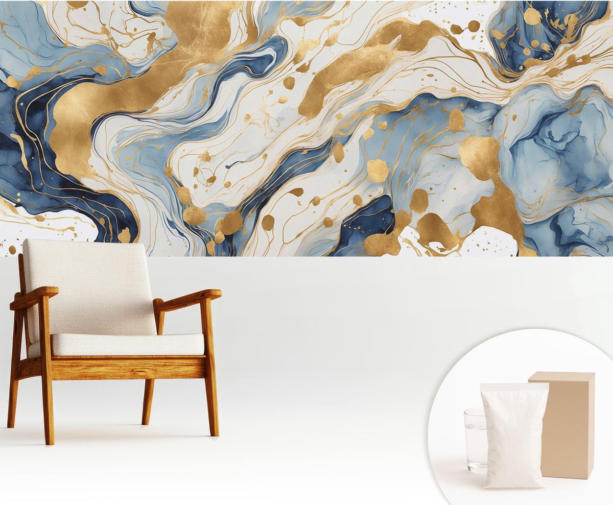Wallfluent Fotobehang - Wit Vliesbehang - 250x104 cm - Abstracte Elegantie Fotobehang Vlies - Woonkamer behang Abstractie - Muurschildering - Woonkamer behang