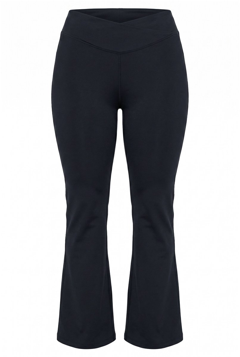 Ulla Popken - Dames - Yoga-legging bootcut slim fit elastische tailleband - Zwart - Maat 58+