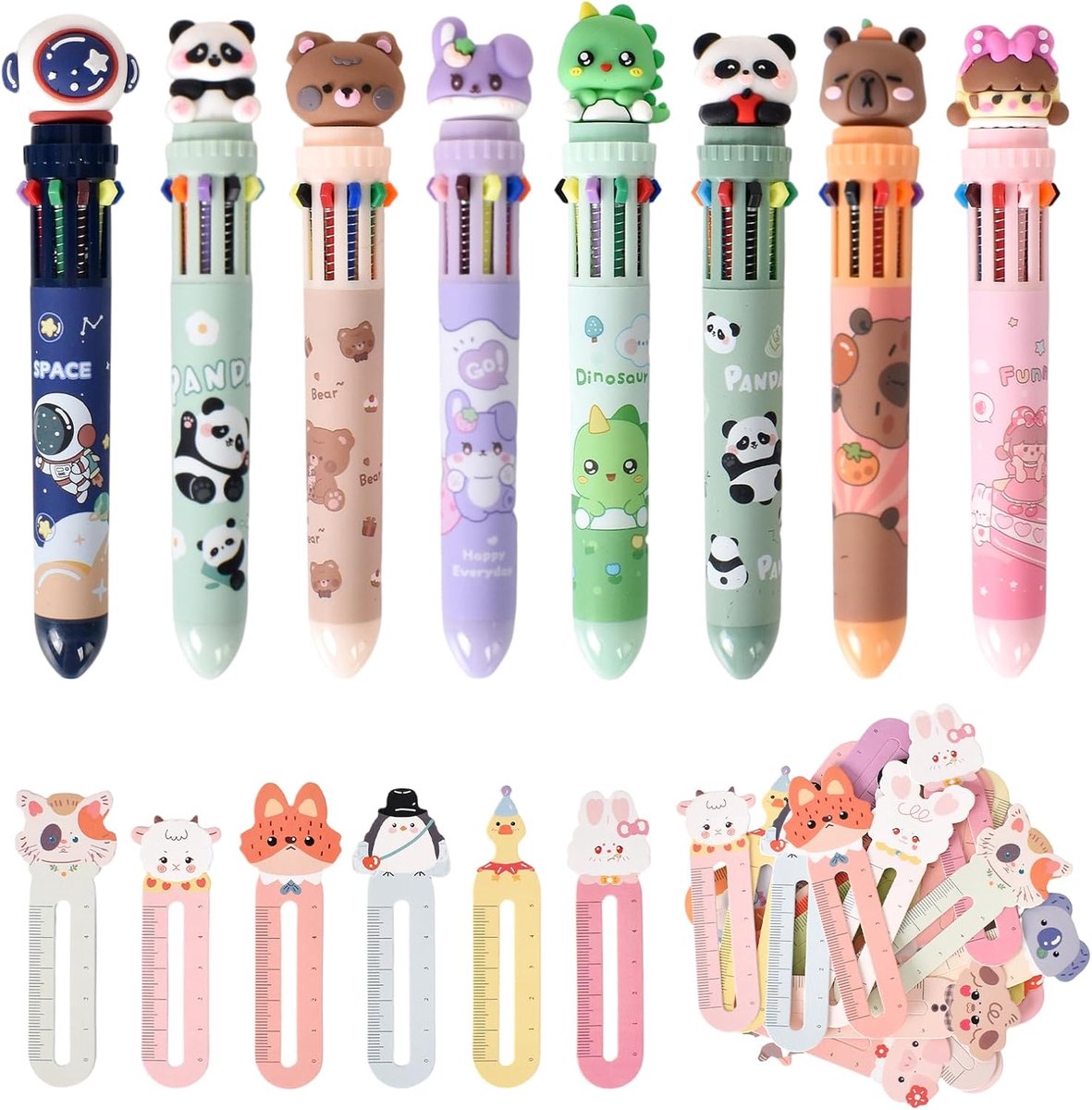 SnelShoppen - 10-in-1 Multicolour Balpen met 10 Kleuren, Vloeibare Inkt, Watervast, Ideaal voor School, Kantoor, Studenten en Kinderen, Inclusief 30 B