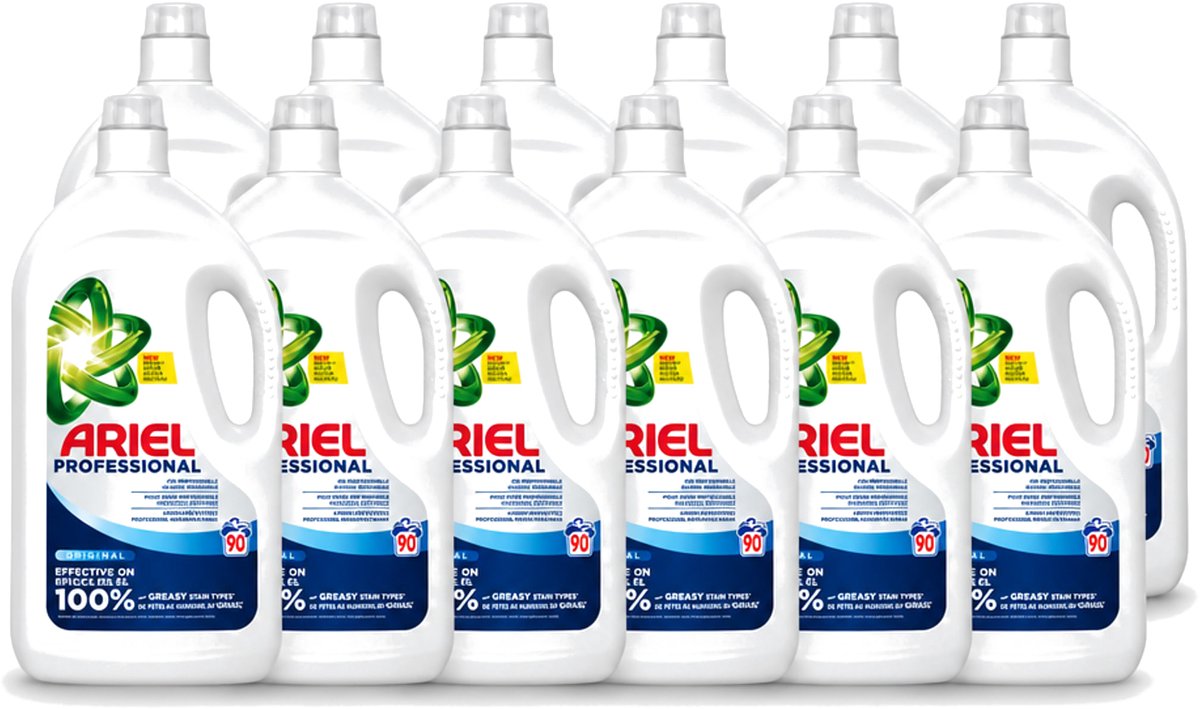 12 x Ariel – Vloeibaar Wasmiddel – Professional Regular - 90 wasbeurten - 4,05 L - Voordeelverpakking - 12 stuks
