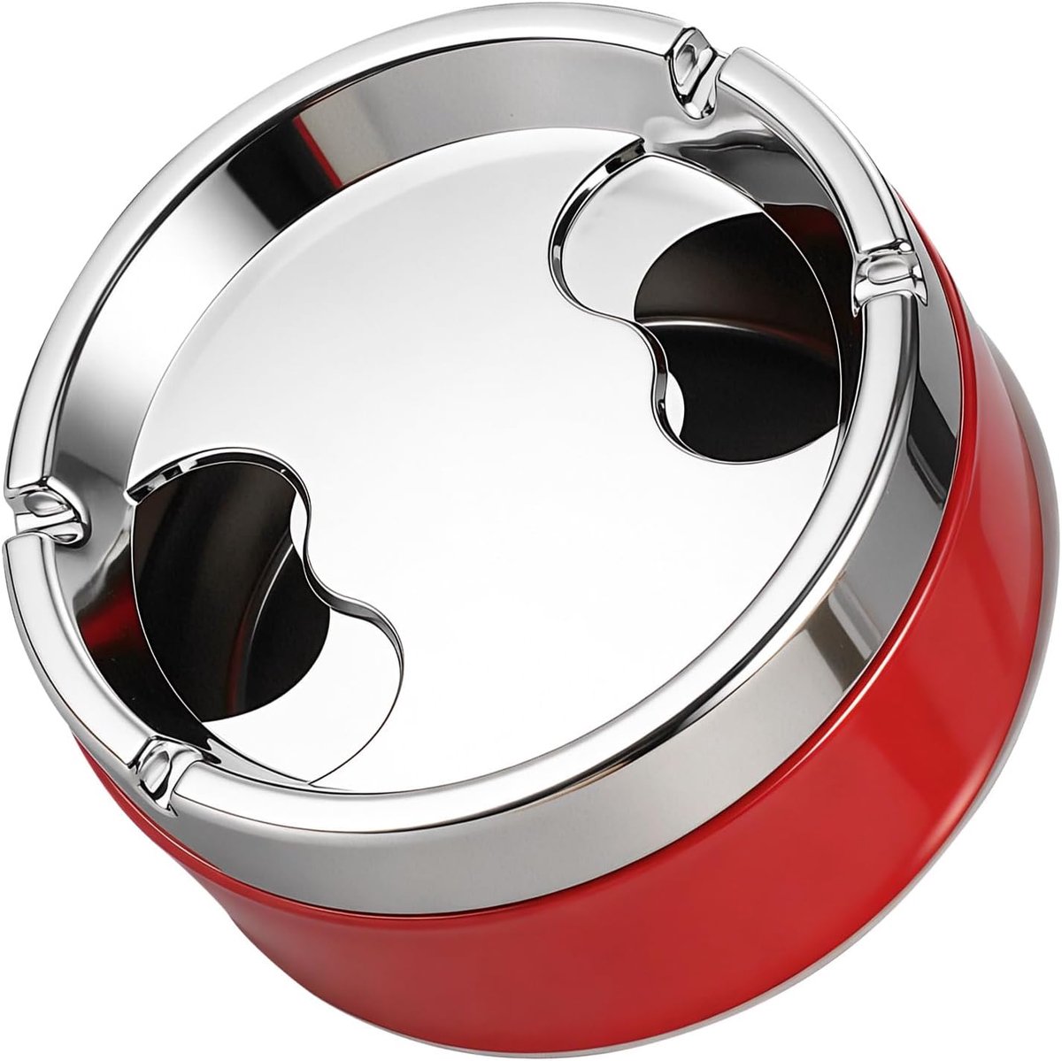 Asbak, RVS ronde asbak voor auto, winddichte asbak met draaibaar deksel, draagbare asbak geurbestendig, afneembare auto-asbak, rookloze asbakken voor buiten en binnen voor autokantoor (rood)