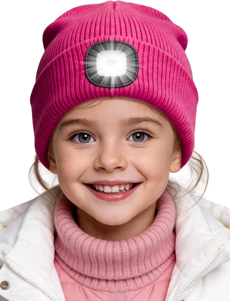 LED-muts voor kinderen met oplaadbaar lampje en warme fleecevoering