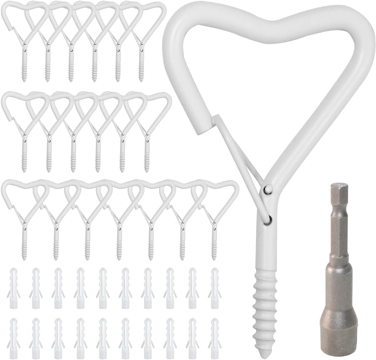 20 stuks veiligheidshaken voor veiligheidsschroeven, Q-Hanger haken voor het ophangen van lichtkettingen buiten, winddicht, met veiligheidsgesp, wit