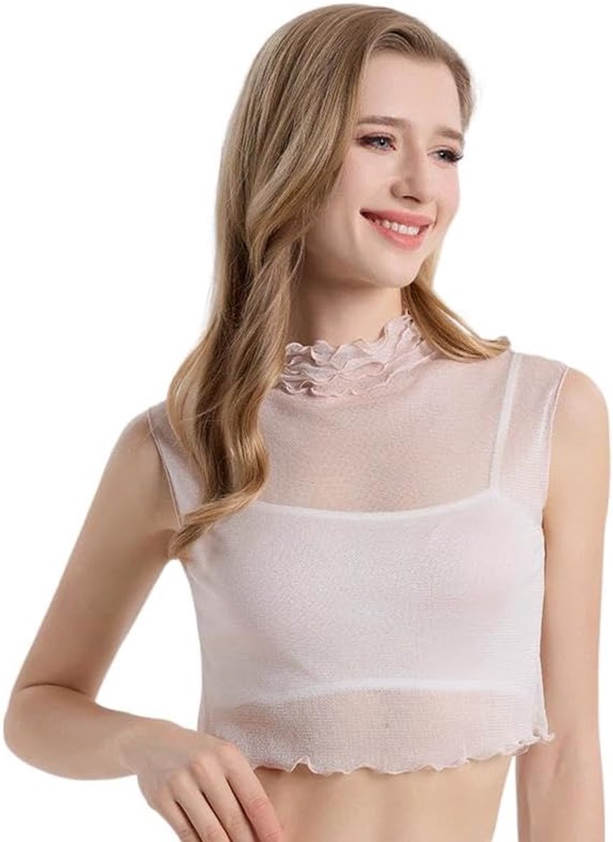 Inzetstuk voor dames, mesh, ademende kraaginzet voor vrouwen, zijden nepkraag, meisjes, elegante valse col, moerbeizijde, voor halsdecoratie, kleding, accessoires
