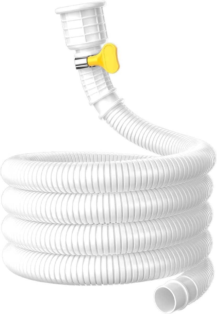 1 stuk 1,5 m afvoerslang voor airconditioning met op maat te snijden rubberen adapter en aansluitklem, wit