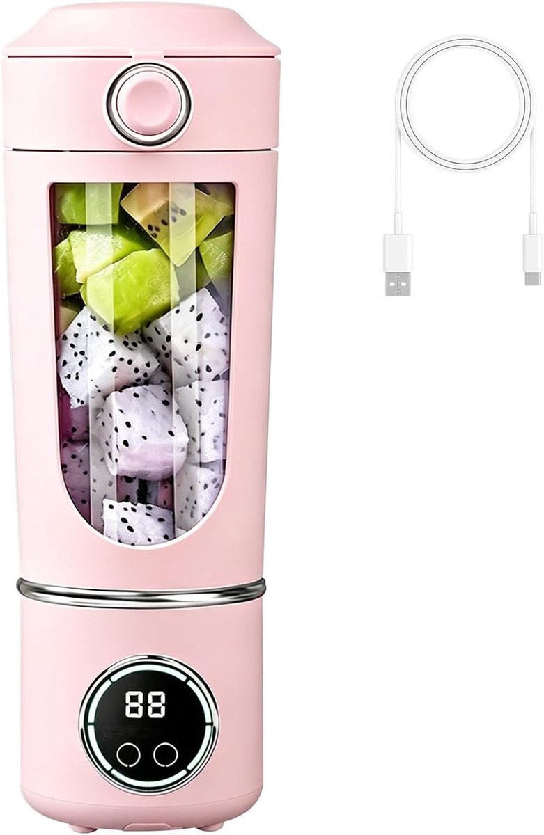 Mixer, 700 ml smoothie maker to go, 12 bladen, draagbare blender, Fresh Juice mixer, USB-mini-blender voor sap, jam, shake, smoothie (roze)