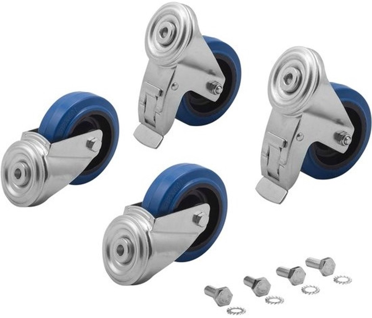 Aluminium rolset - Transportwielen voor boxen - Gereedschap opbergen - Geribbelde plaat - 3 mm - Maximaal 120 kg - Zilverkleurig
