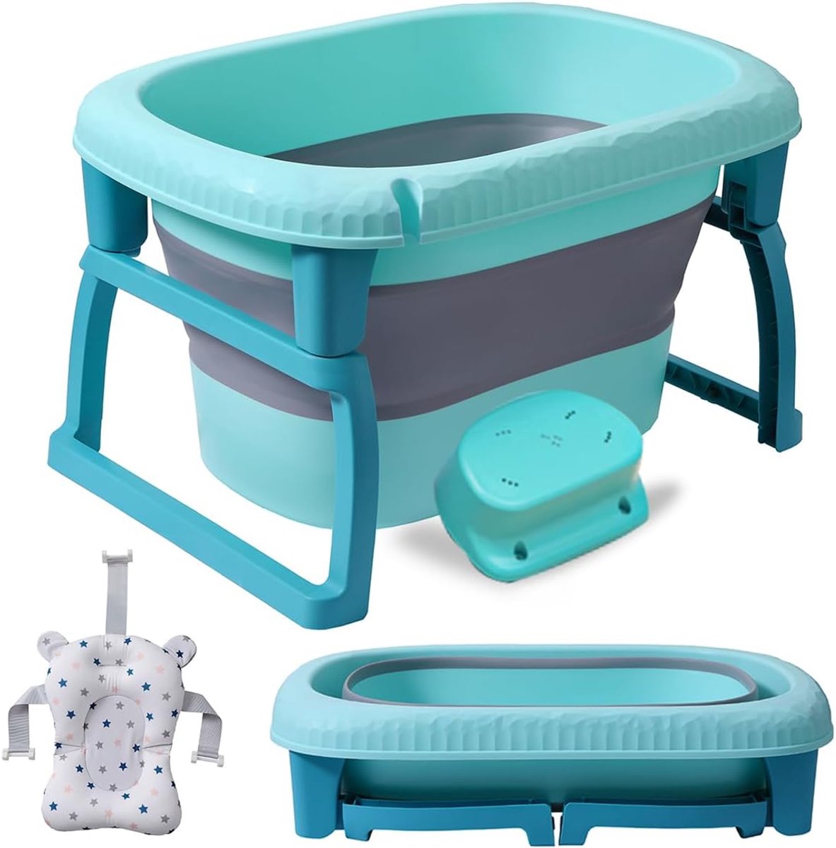 Grote babybadkuip opvouwbaar voor baby's van 0-72 maanden ergonomische babykuip (324-blauw)