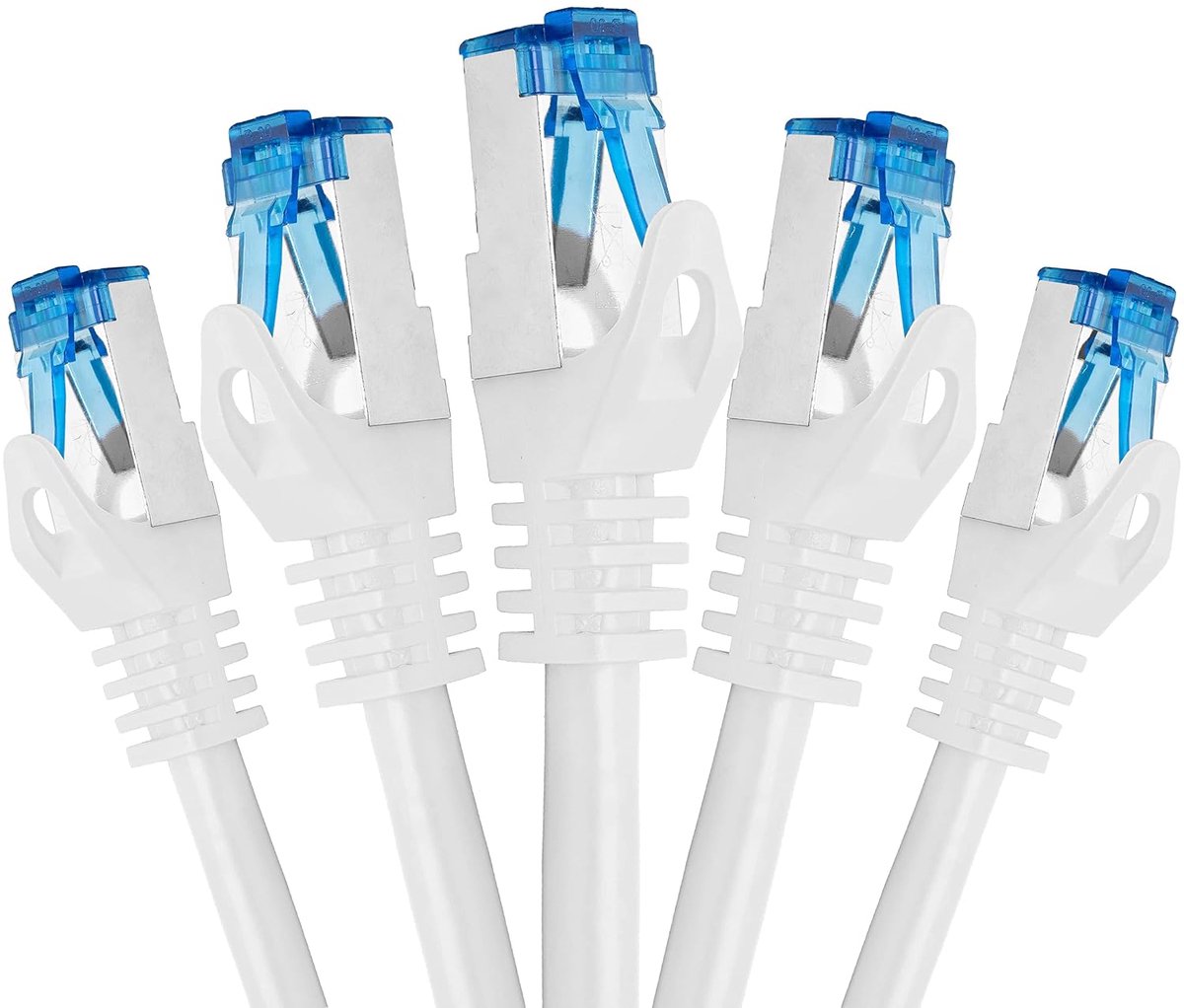 Ethernet Cable CAT 7 Ethernetcabel SFTP Kabel 0,15m wit - 5 stuks - Patchkabel RJ45 Connector LAN Internetkabel Netwerkkabel compatibel Playstation 5 PS5 PS4 Switch Xbox Router
