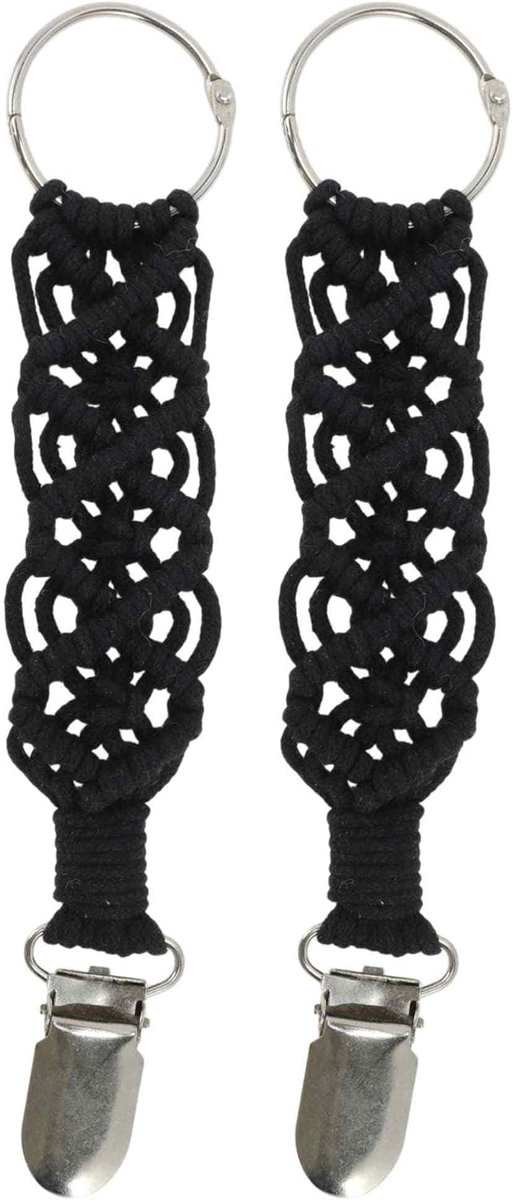 Gevlochten hoedhouder reisclip accessoires voor tassen rugzakken portemonnees koffer outdoor zwart 2 stuks