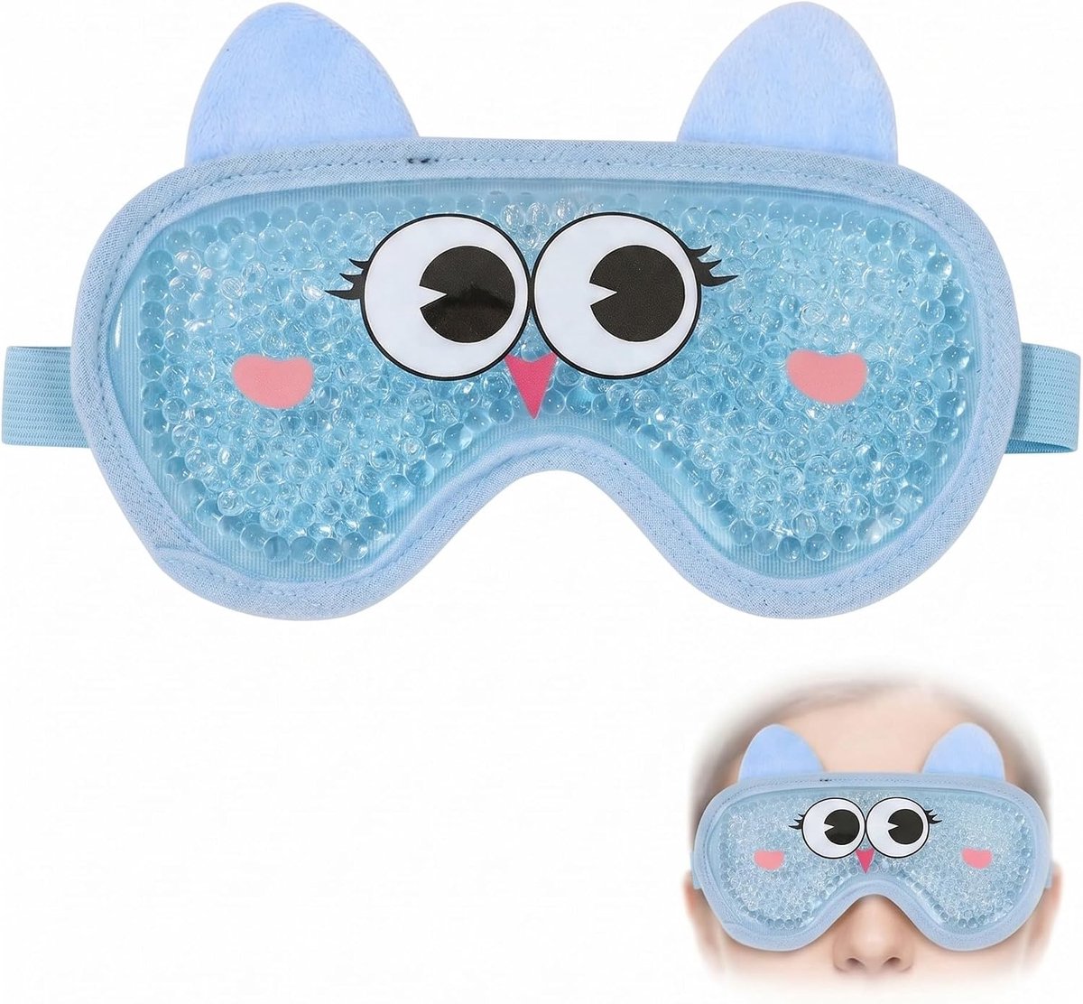 Oogmasker x 1 – herbruikbaar gelkussen en zachte stof – blokkeert 100% licht – verlichting van migraine, anti-vermoeidheid van de ogen en diepe slaap