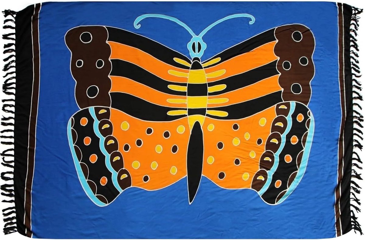 Ca.100 modellen in de winkel Sarong strandhanddoek Pareo wikkelrok blauw vlinder Sar61