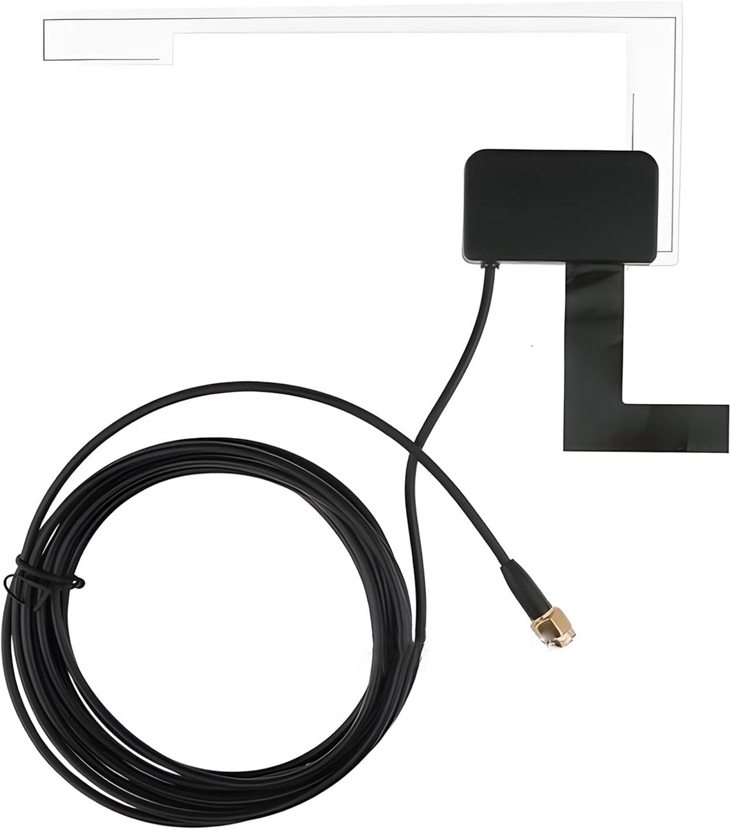 Autoantenne AM FM DAB antenne SMB 90° bus 3 m kabel actieve schijfantenne voor digitale autoradio voorruit glasmontage 170-240MHz & 1452-1492MHz 5V/12V universeel
