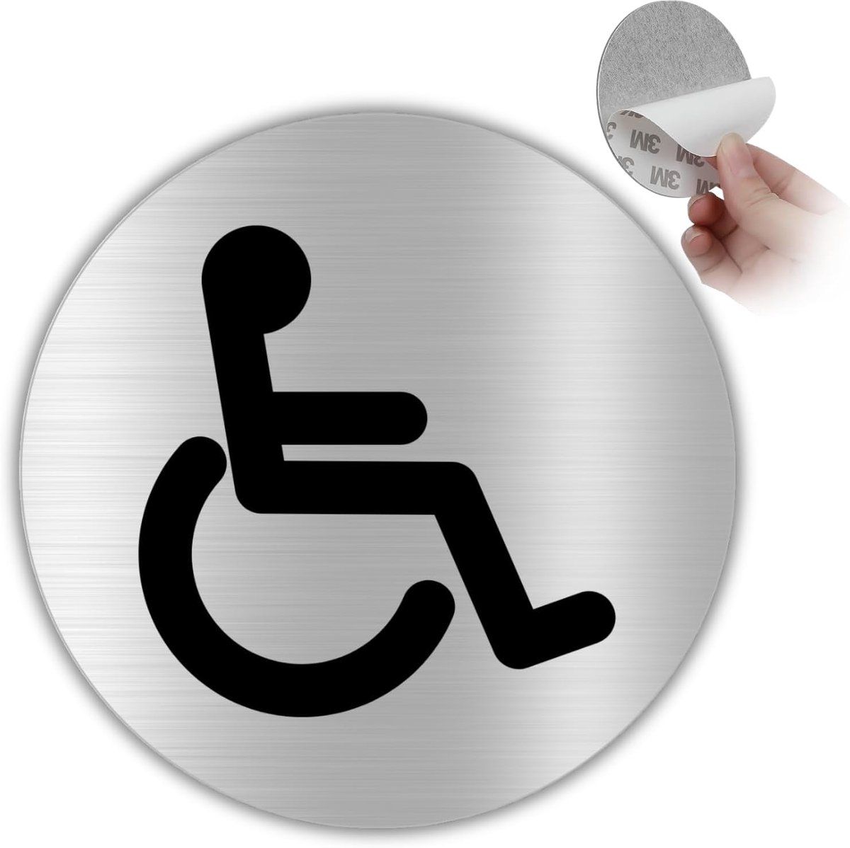 Stickers voor gehandicapten bad - aluminium - dikte 0,6 mm - diameter 100 mm - Toiletbord - Badbord - Toiletbord voor gehandicapten - Deurbordje Badkamer