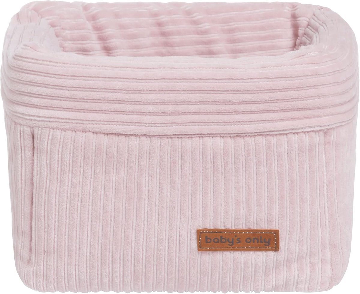 SnelShoppen - Opbergmand voor Babykamer - Lade Organizer - Katoenen Storage Basket - Oud Roze - Voor Luiers, Crème en Hydrofiele doeken - Decoratief &
