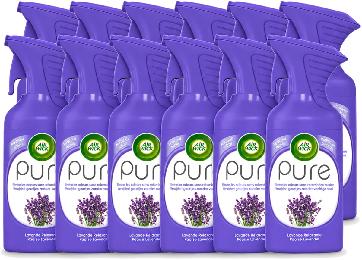 12 x Air Wick - Luchtverfrisser Spray - Paarse Lavendel - 250ml - Voordeelverpakking - 12 stuks